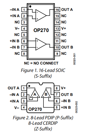 OP270是双重极低噪声精度运算放大器