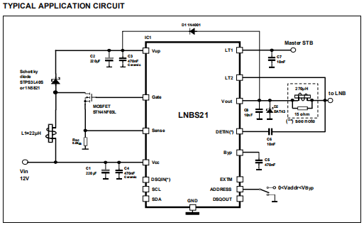 LNBS21 LNB电源和控制IC 升压变换器与I2C接口