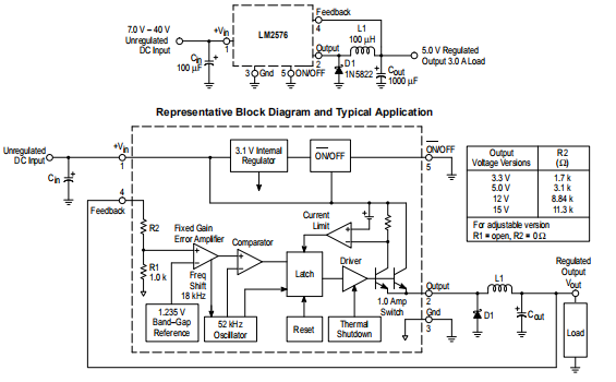 LM2576 简易开关 3.0 电压调节器